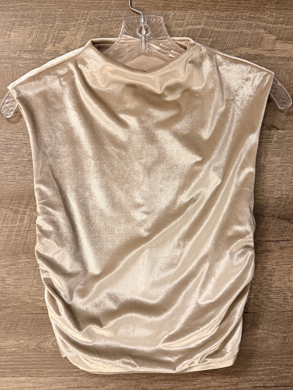 Abercrombie & Fitch Shimmery Champagne Sleeveless Top - Soft Velvet Fabric